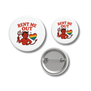Rent Me Out Queer Devil Retro Pride Badge