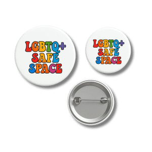 LGBTQ+ Safe Space Rainbow Typography Badge